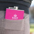 Personalized pink keep calm hip flask for women