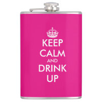 Personalized pink keep calm hip flask for women