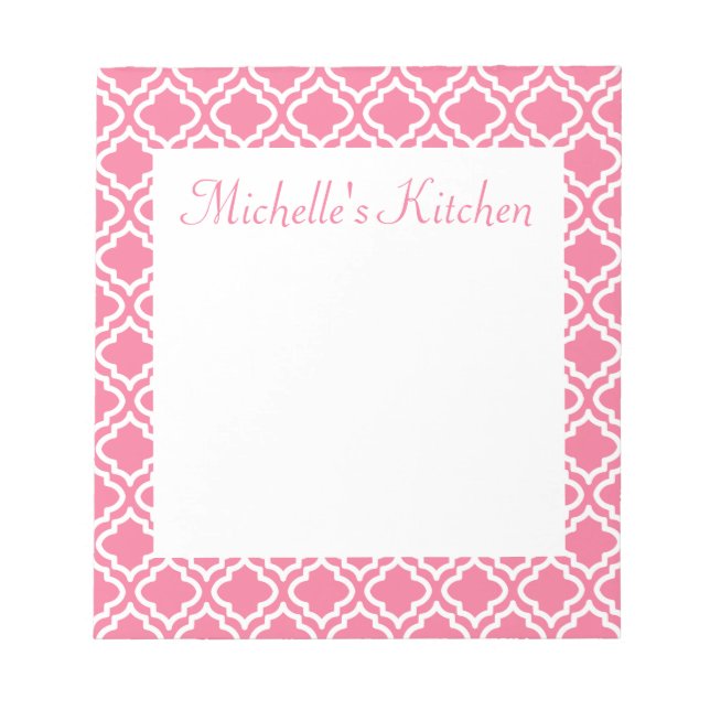 Personalized Pink Kitchen Notepad (Front)