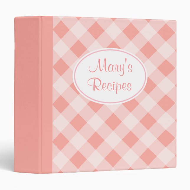Personalized Pink Kitchen Recipe Binder Gift (Front/Spine)