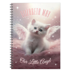 Personalized Pink Kitten with Angel Wings Notebook