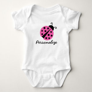 Personalized pink ladybug creeper for baby girl