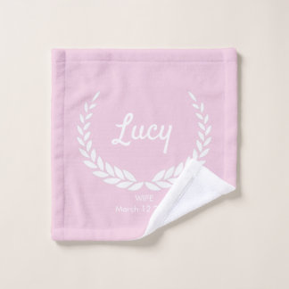 Personalized Pink Laurel Wash Cloth Towel Set