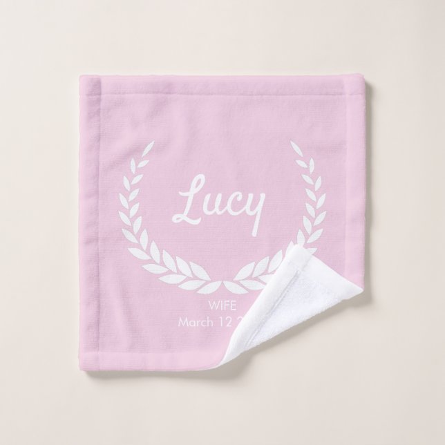 Personalized Pink Laurel Wash Cloth Towel Set (Wash Cloth)