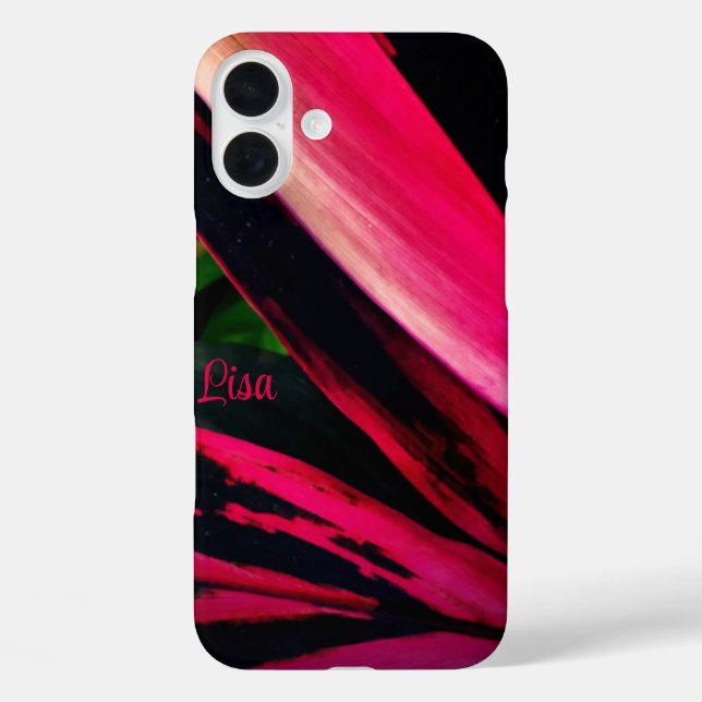 Personalized Pink Leaf Apple iPhone Case (Back)