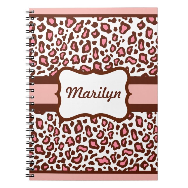 Personalized Pink Leopard Notebook Journal Gift (Front)