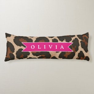 Personalized Pink Leopard Print Chic Animal Print Body Pillow