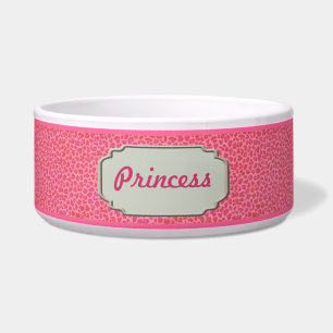 Personalized Pink Leopard Skin Pet Bowl