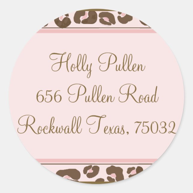Personalized Pink Leopard Sticker (Front)