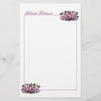 Personalized Pink Lilac Flower Stationery Paper