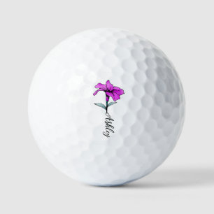 Personalized Pink Lily Flower Golf Balls