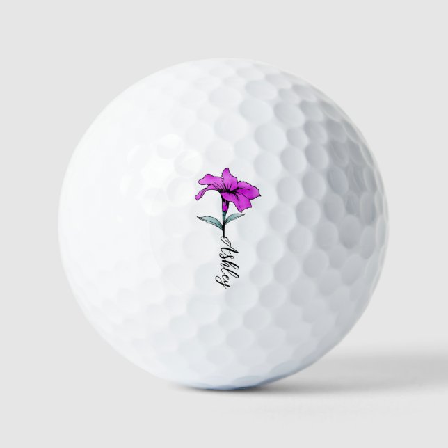 Personalized Pink Lily Flower Golf Balls (Front)