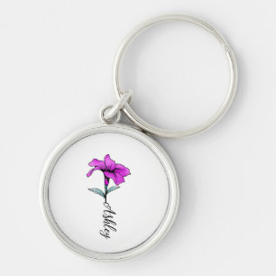 Personalized Pink Lily Flower Keychain