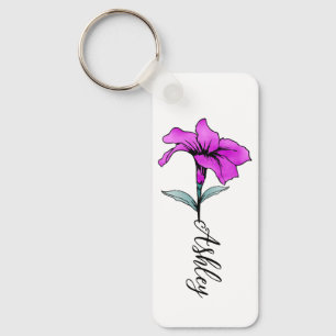Personalized Pink Lily Flower Keychain