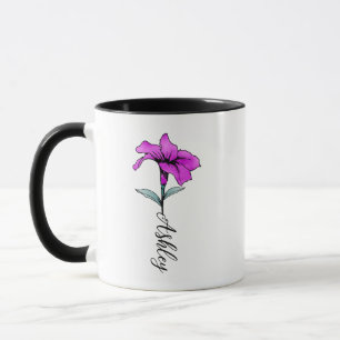 Personalized Pink Lily Flower Mug