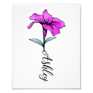 Personalized Pink Lily Flower Photo Print