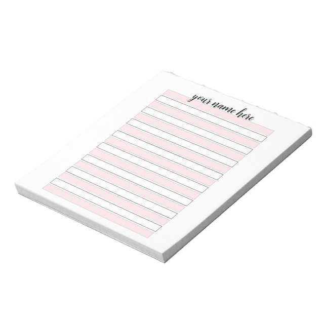 Personalized Pink Lined Notepad (Rotated)