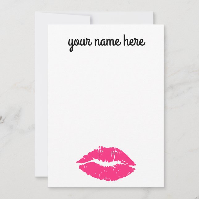 Personalized Pink Lips Notecards (Front)