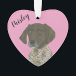 Personalized Pink Liver German Shorthaired Pointer Ornament<br><div class="desc">I am in love with this beautifully detailed watercolor illustration of a liver and white german shorthaired pointer on a sweet pink heart! Personalize these pastel ornaments and make the nice list this year! For the perfect presents, pair it with a matching item from the collection for a thoughtful housewarming,...</div>