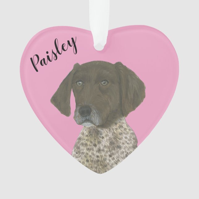 Personalized Pink Liver German Shorthaired Pointer Ornament (Front)