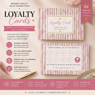 Personalized Pink Loyalty Rewards Card