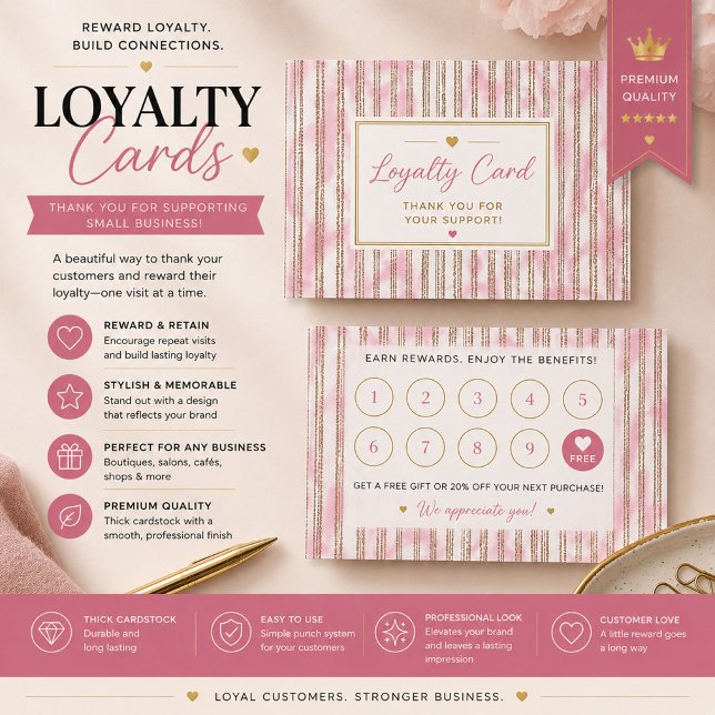 Personalized Pink Loyalty Rewards Card (Creator Uploaded)
