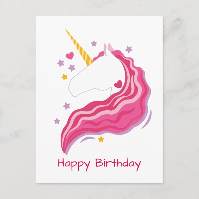 Personalized Pink Magical Unicorn Postcard (Front)