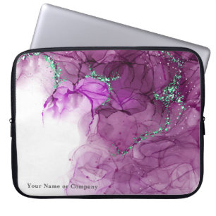 Personalized Pink Marble Ink Laptop Case