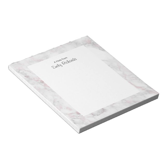 Personalized pink marble Notepad (Angled)