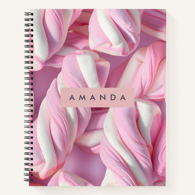Personalized Pink Marshmallow Twist  Notebook (Front)