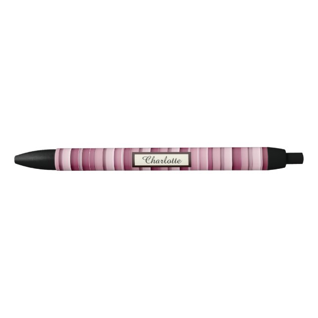 Personalized Pink Mauve Stripes Pen (Front)