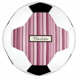 Personalized Pink Mauve Stripes Soccer Ball