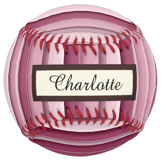 Personalized Pink Mauve Stripes Softball (Front)