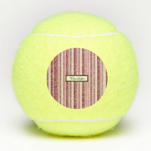 Personalized Pink Mauve Stripes Tennis Balls
