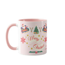 Personalized Pink Merry Christmas Santa Sleigh