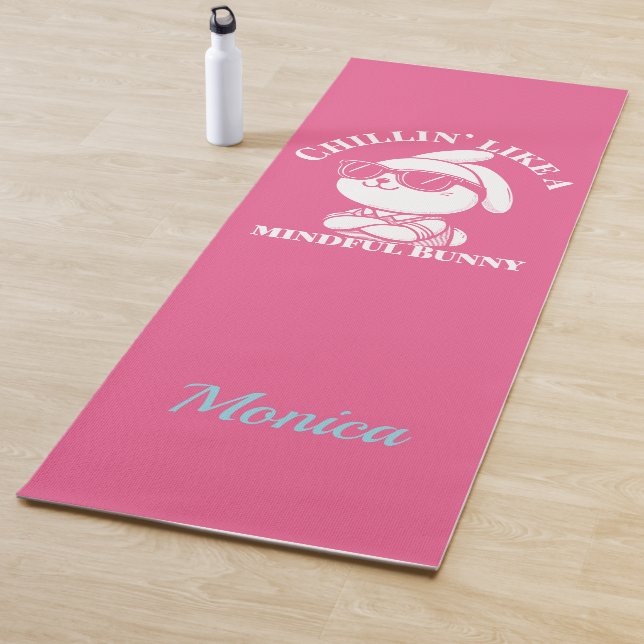  Personalized Pink "Mindful Bunny" Yoga Mat (In Situ)