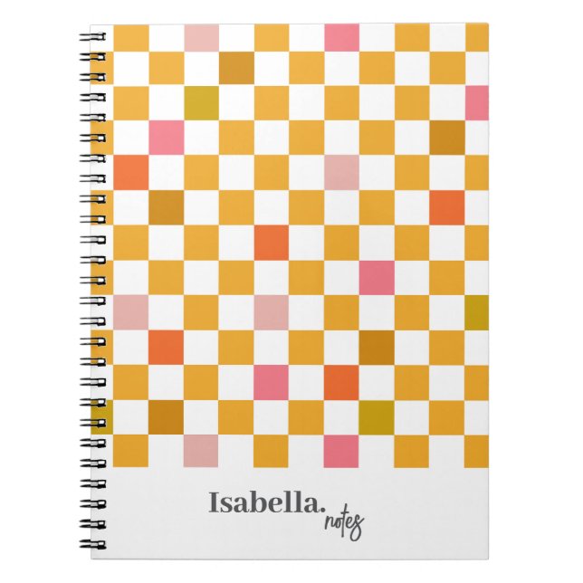 Personalized Pink Modern Chequered Notebook (Front)