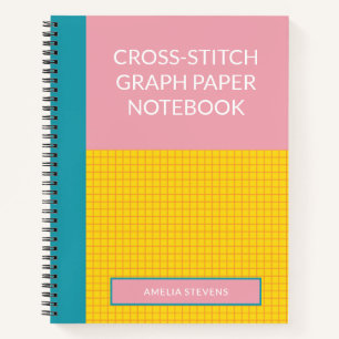 Personalized Pink Modern Cross Stitch Graph Paper Notebook