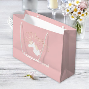 Personalized Pink Modern Magical Unicorn Kids Large Gift Bag