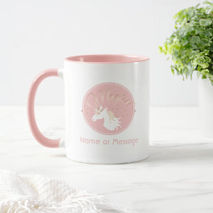 Personalized Pink Modern Magical Unicorn Kids Mug
