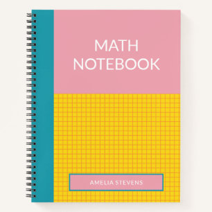Personalized Pink Modern School Math Graph Paper Notebook