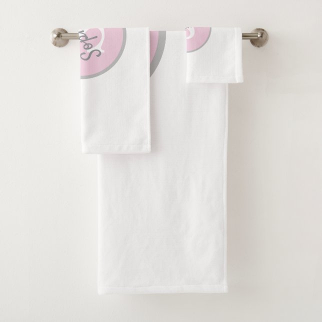 Personalized Pink Monogram Bathroom Towel Set (Insitu)