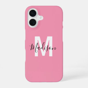 Personalized Pink Monogram iPhone 16 Case
