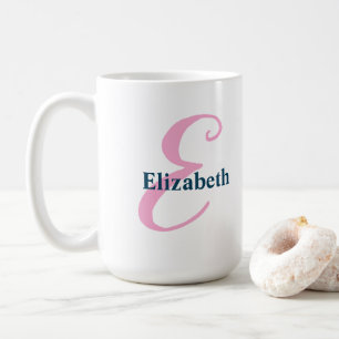 Personalized Pink Monogram Letter E Custom Name Coffee Mug