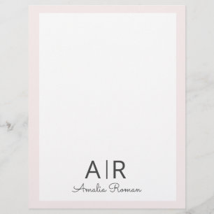 Personalized Pink Monogram Letterhead