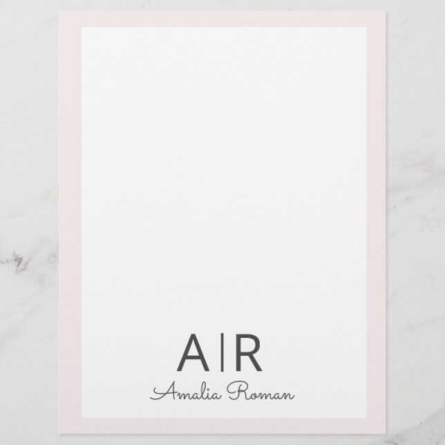 Personalized Pink Monogram Letterhead (Front)