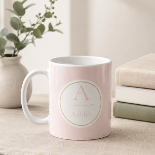 Personalized Pink Monogram Name Elegant  Coffee Mug