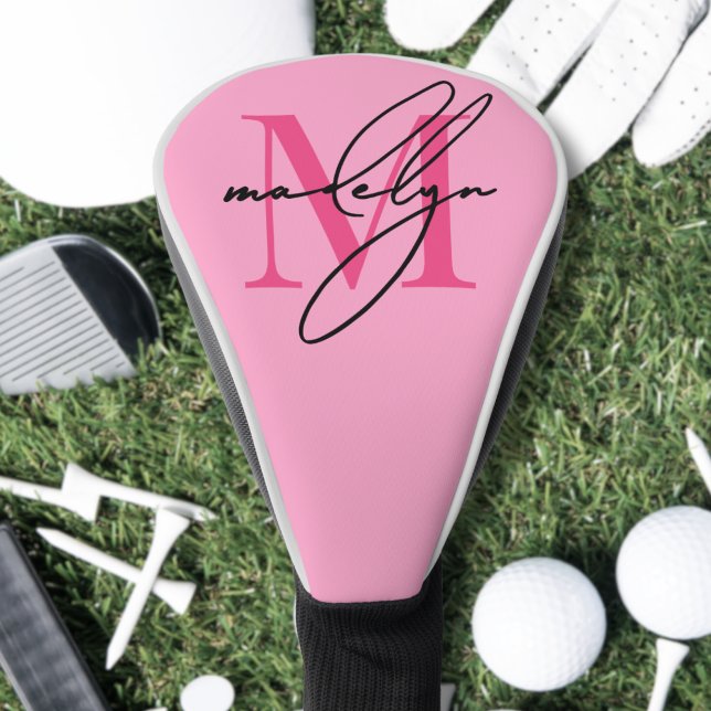 Personalized Pink Monogram Name Golf Head Cover (Personalized Pink Monogram Name Golf Head Cover )