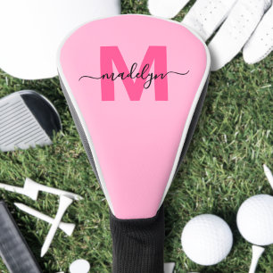 Personalized Pink Monogram Name Golf Head Cover