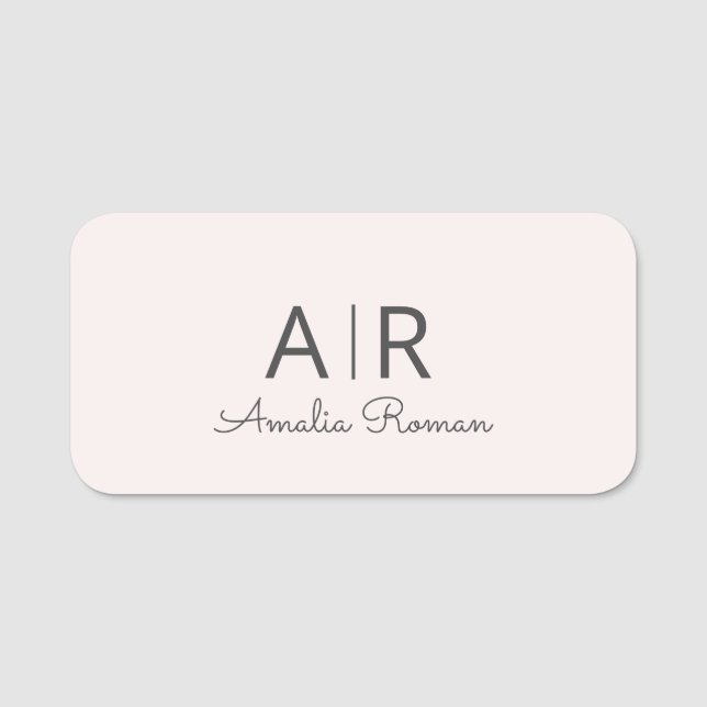 Personalized Pink Monogram Name Tag (Front)